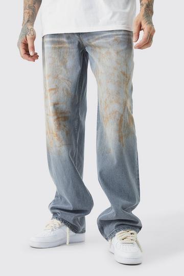 Grey Tall Baggy Rigid Dirty Wash Jeans