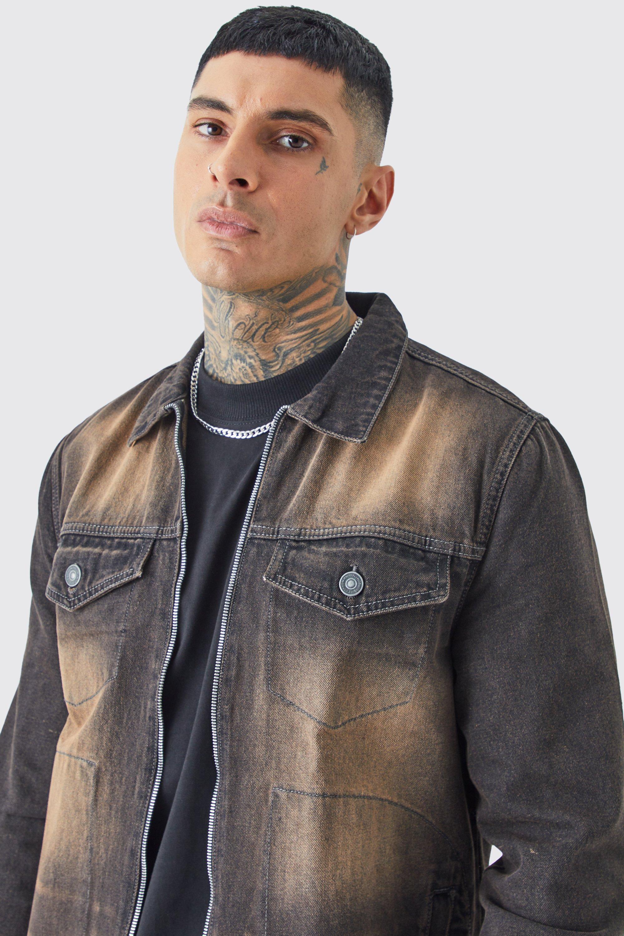 Denim jacket hot sale suede collar