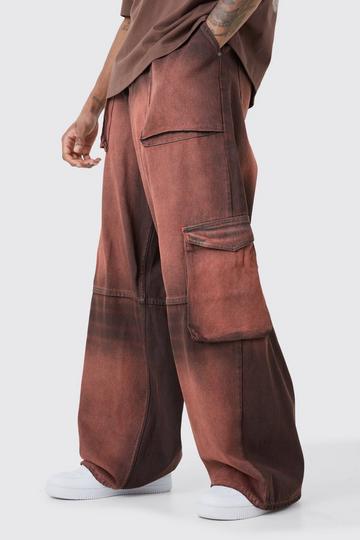 Red Tall Overdyed Parachute Cargo Jeans
