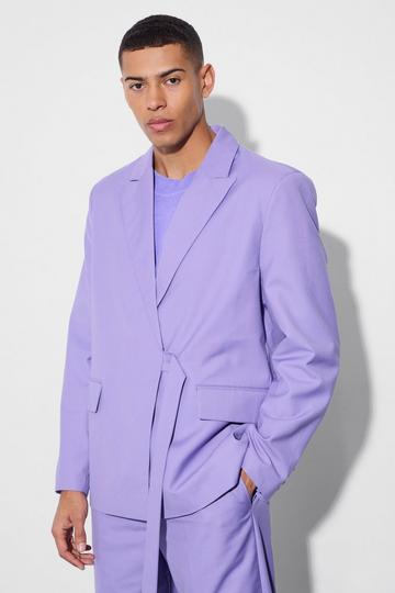 Lilac Purple Strap Detail Oversized Blazer