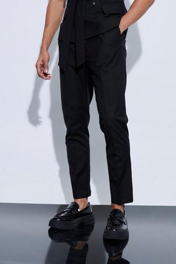 Tapered Fit Suit Trousers black