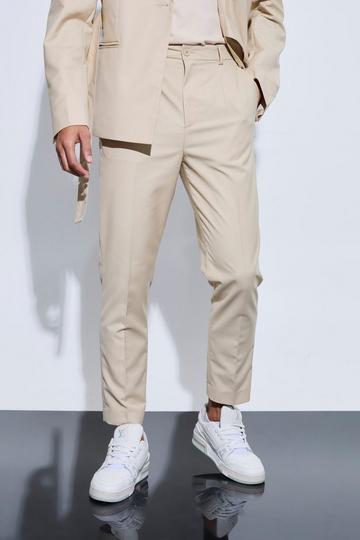 Sand Beige Tapered Fit Suit Trousers