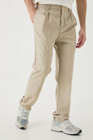 Comfort Waist Pleat Front Trousers stone