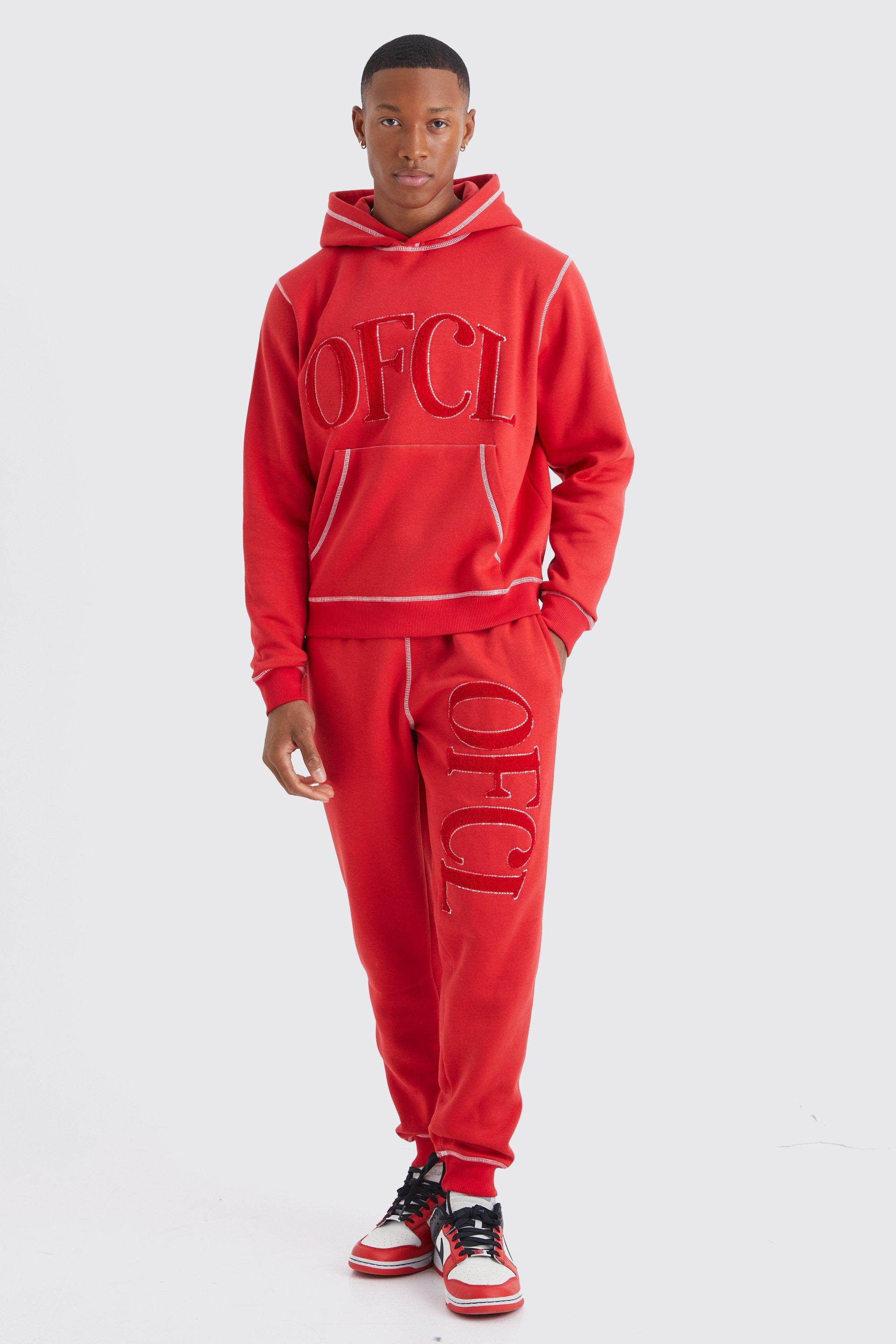 All over man 2024 printed hooded tracksuit red