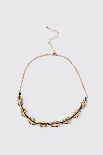 Shell Charm Rope Necklace gold