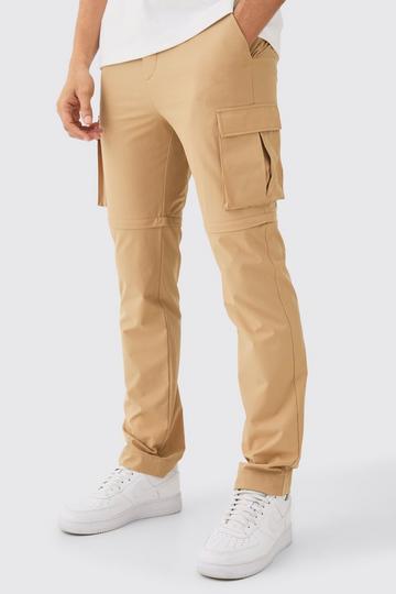 Technical Stretch Zip Off Hybrid Cargo Trousers stone