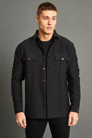 Long Sleeve 4 Way Stretch Fit Overshirt black