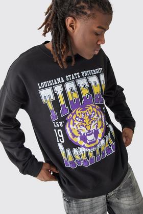 Grey Marl Louisiana Print College Sweatshirt