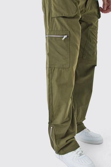 Tall Fixed Waist Relaxed Peached Cargo Trouser green