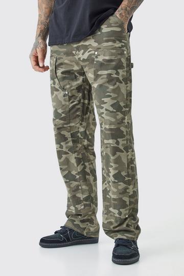 Tall Fixed Waist Relaxed Twill Camo Carpenter Trouser multi