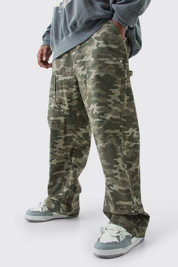 Plus Fixed Waist Relaxed Twill Camo Carpenter Trouser multi