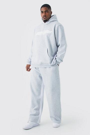 Plus Worldwide Hooded Stacked Gusset Tracksuit ash grey