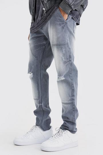 Grey Slim Rigid Carpenter Ripped Jeans