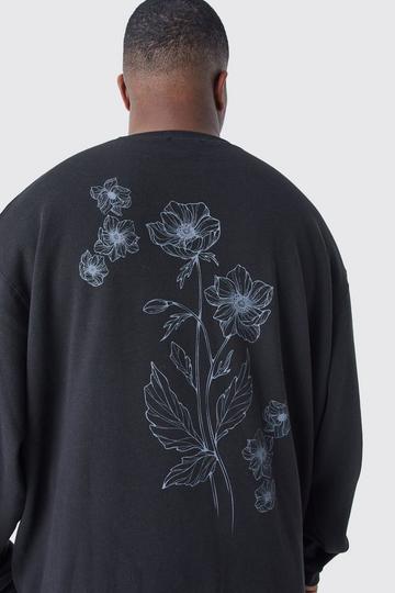 Plus Flower Stencil Graphic Sweatshirt black