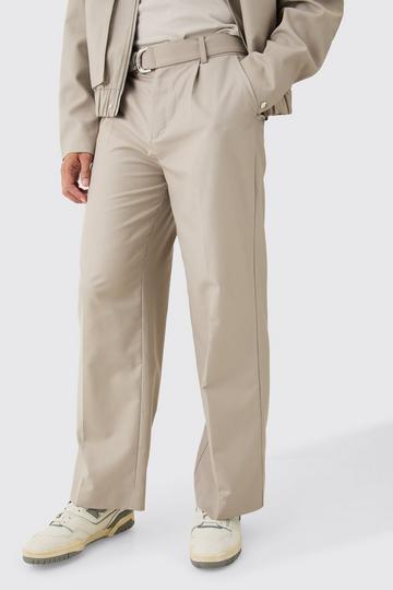 Belted Tailored Wide Leg Trousers stone