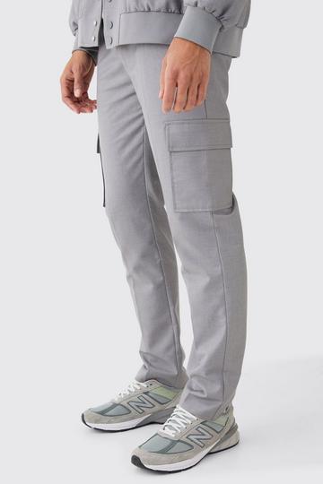 Tailored Straight Fit Cargo Trousers grey