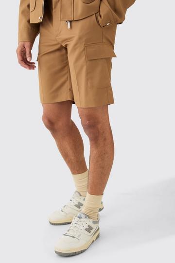 Relaxed Fit Tailored Cargo Shorts mocha