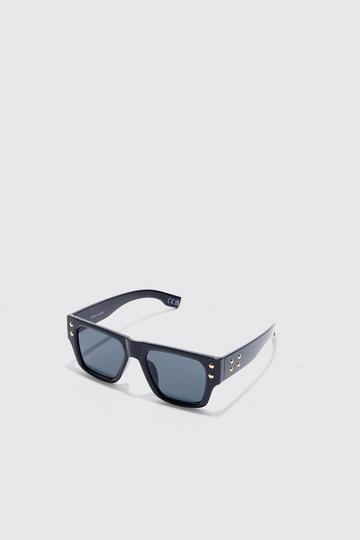 Black Plastic Temple Detail Sunglasses
