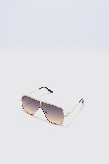 Brown Metal Aviator Detail Sunglasses