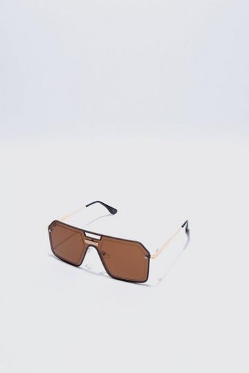 Metal Aviator Detail Sunglasses brown