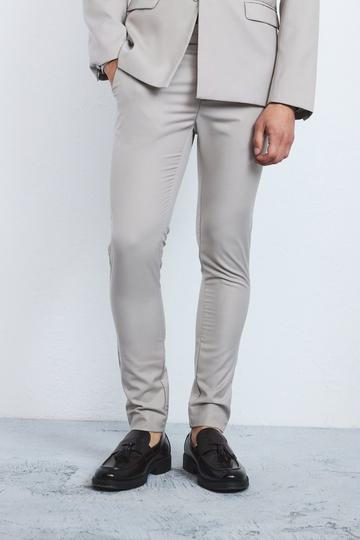 Stone Beige Super Skinny Fixed Waist Tailored Trousers