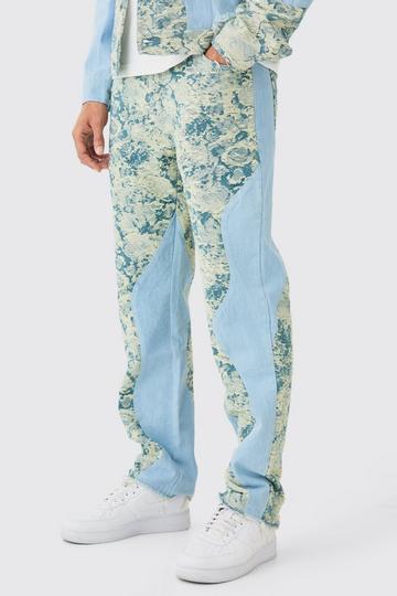 Blue Relaxed Rigid Spliced Fabric Interest Distressed Jeans