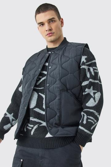 Black Tall Onion Quilted Gilet In Black