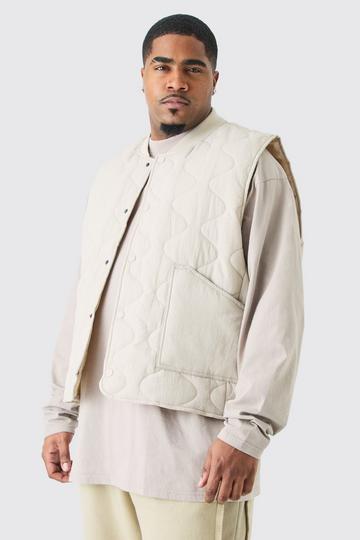 Stone Beige Plus Onion Quilted Gilet