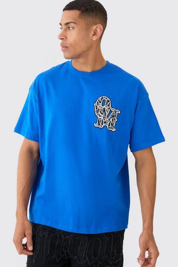 Oversized Applique T-shirt cobalt