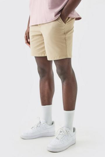 Stone Beige Fixed Waist Skinny Fit Chino Shorts