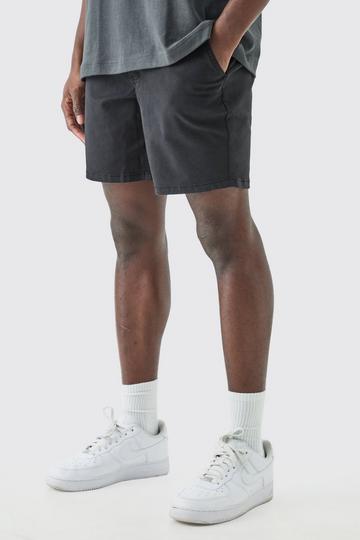 Black Fixed Waist Slim Fit Chino Shorts