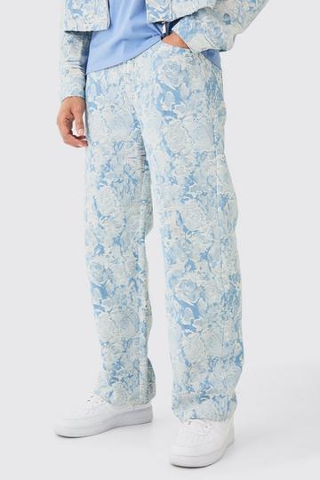 Baggy Rigid Fabric Interest Distressed Jeans light blue