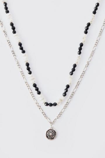 Pearl Chain Pendant Necklace silver