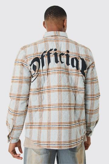 Quilted Checked Overshirt stone