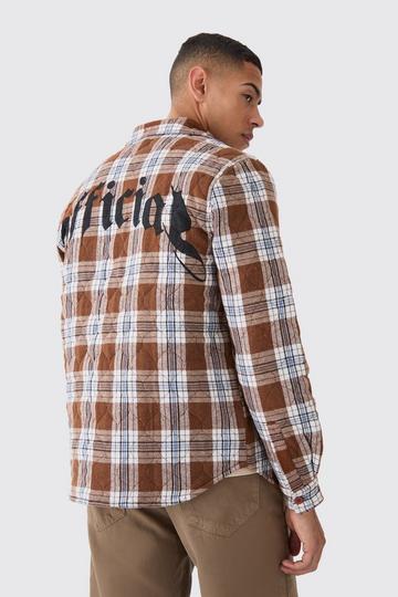 Quilted Checked Overshirt orange