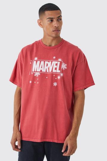 Oversized Marvel Christmas License T-shirt red