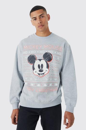 Oversized Christmas Mickey Disney License Sweatshirt grey marl