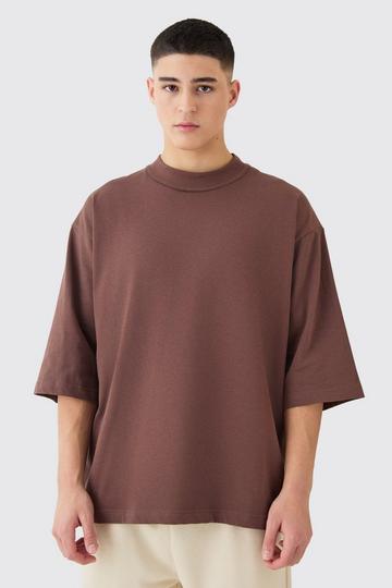 Oversized Heavy Layed On Neck Carded T-shirt chocolate