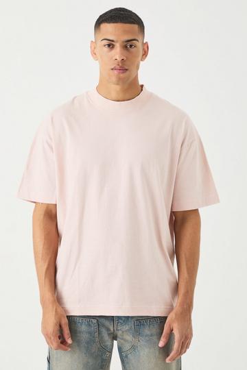 Pink Oversized Heavy Extended Jacqaurd Neck T-shirt