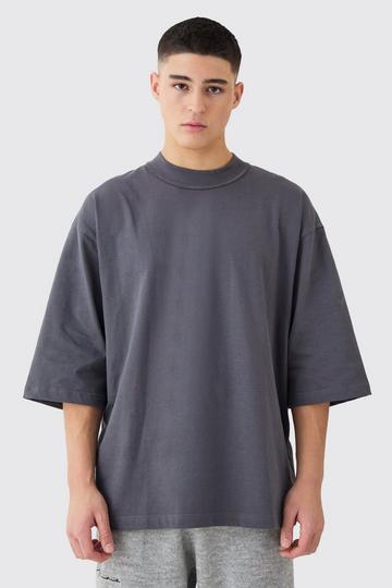 Oversized Half Sleeve Heavy Layed On Neck Carded T-shirt charcoal