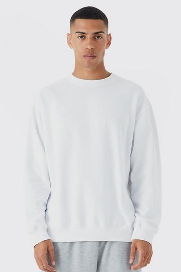 White Basic Oversized Crew Neck Sweatshirt