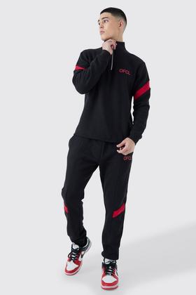 MAN Skinny Fit Tracksuit With Reflective Piping