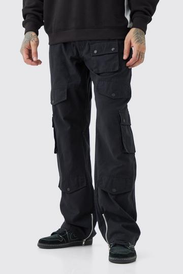 Tall Fixed Waist Relaxed Fit Cargo Trouser black