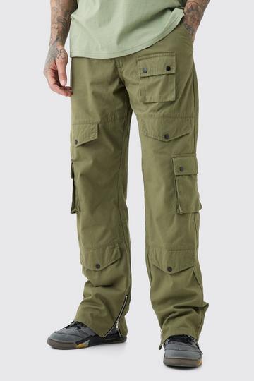 Tall Fixed Relaxed Fit Twill Cargo Trousers single-age khaki
