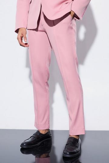 Pink Slim Fixed Waist Tailored Trouser