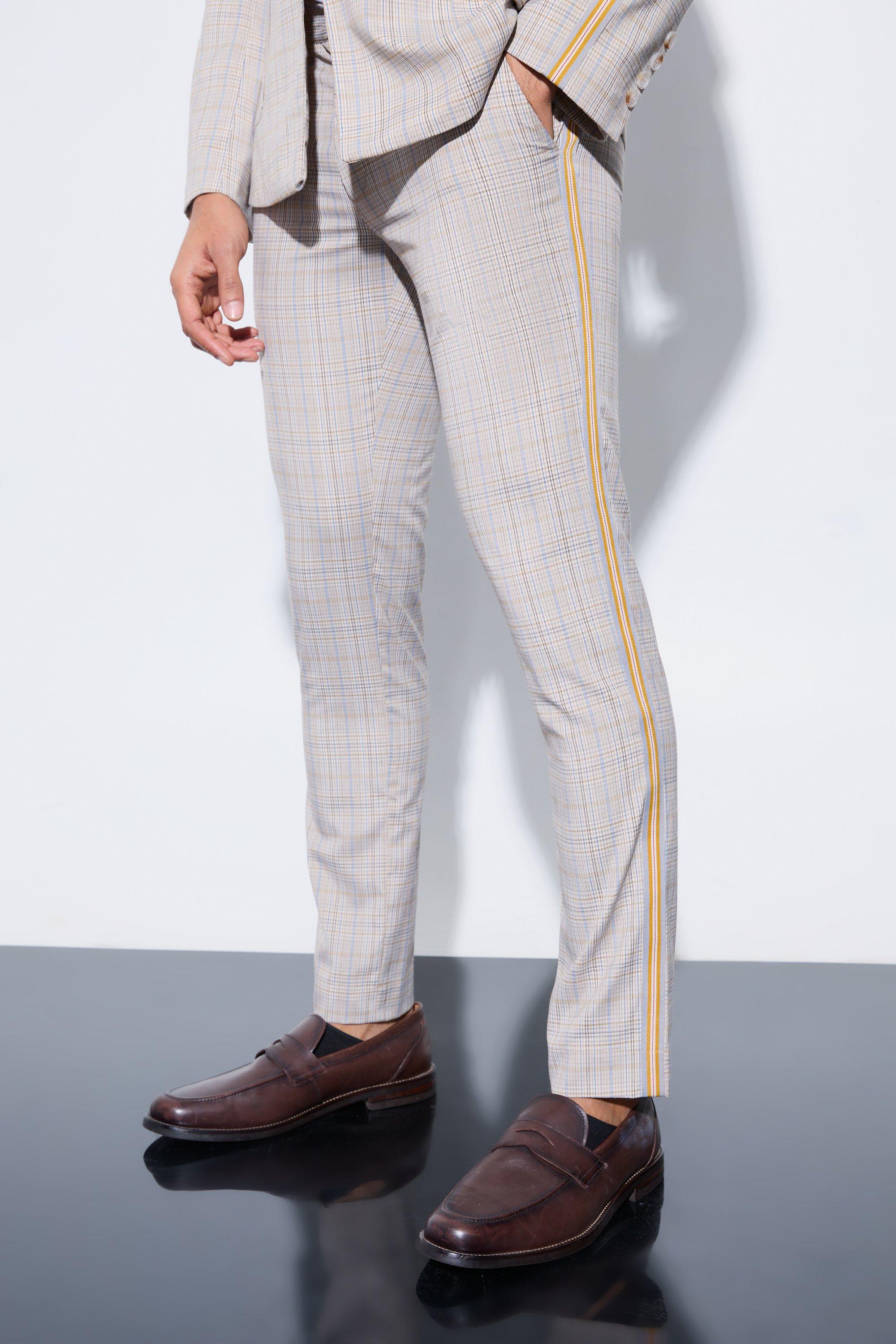 uNidraa | Beige Black Checked Printed Cotton Lounge Pants For Men
