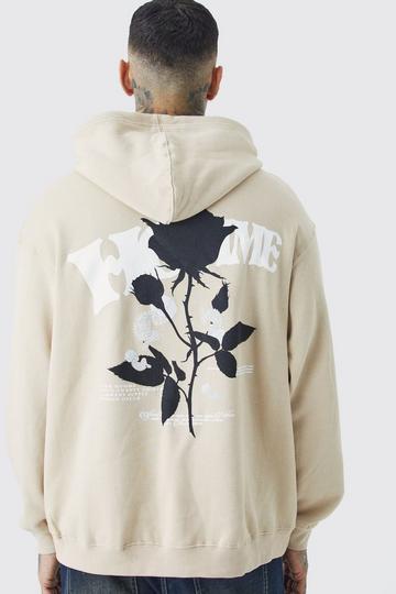 Tall Oversized Homme Rose Graphic Sweatshirt sand