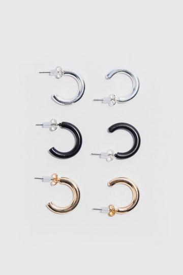 3 Pack Hoop Earrings silver