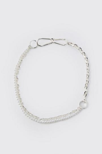 Chunky Pearl Chain Necklace silver