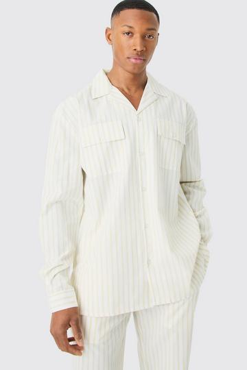 White Woven Stripe Lounge Shirt